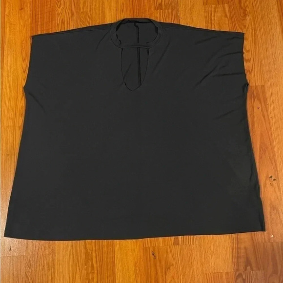 Audrey 3+1 Top T-Shirt Choker Collar Short Sleeve Boxy Tunic Sexy Black Gray OS - Picture 3 of 12